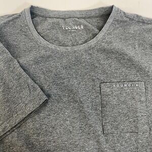 YoungLA Shirt Mens Extra Large Gray Pocket Crewneck Curved Hem Casual YLA406 Tee